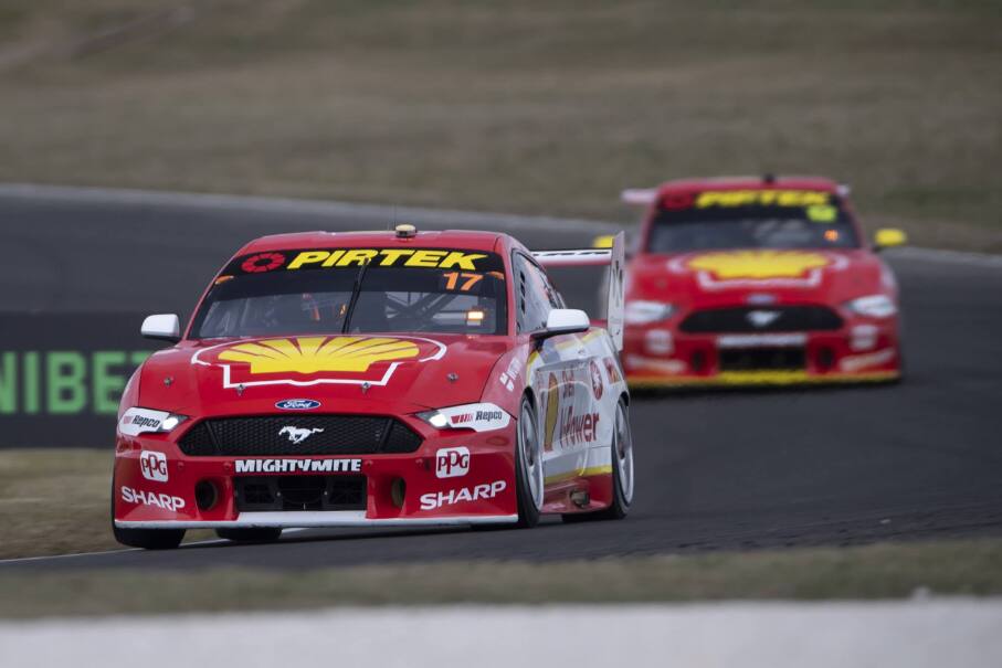 DJR Team Penske's Scott McLaughlin won the weekend's first supercars series race in Tasmania. DJR Team Penske's Scott McLaughlin won the weekend's first supercars series race in Tasmania.